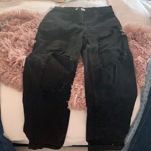 Black high waisted ripped jeans